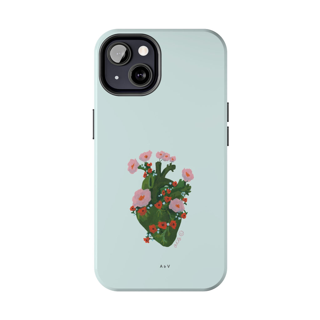Flower Heart - Blue - Phone Case