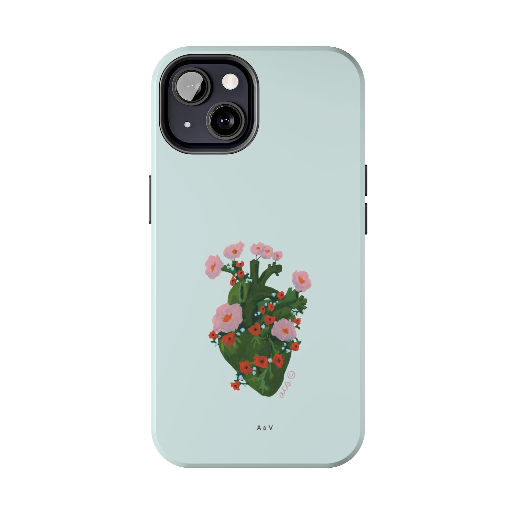Flower Heart - Blue - Phone Case