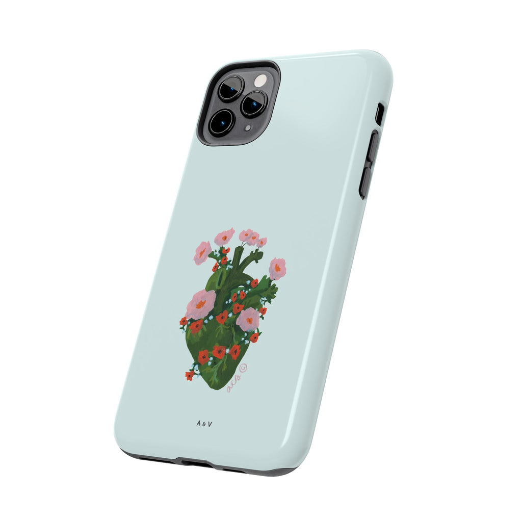 Flower Heart - Blue - Phone Case