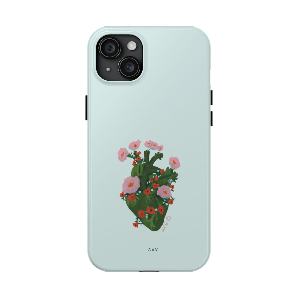 Flower Heart - Blue - Phone Case
