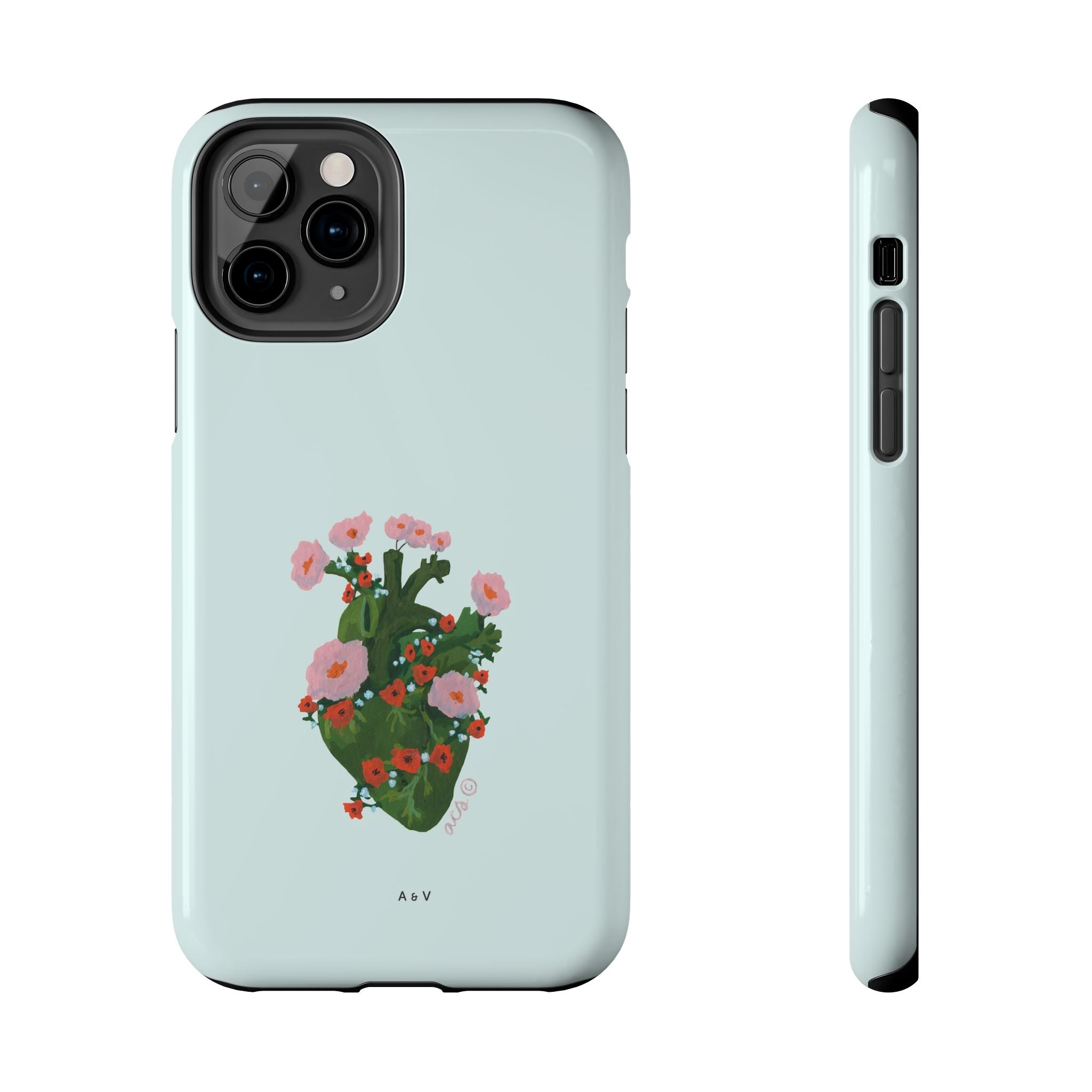 Flower Heart - Blue - Phone Case