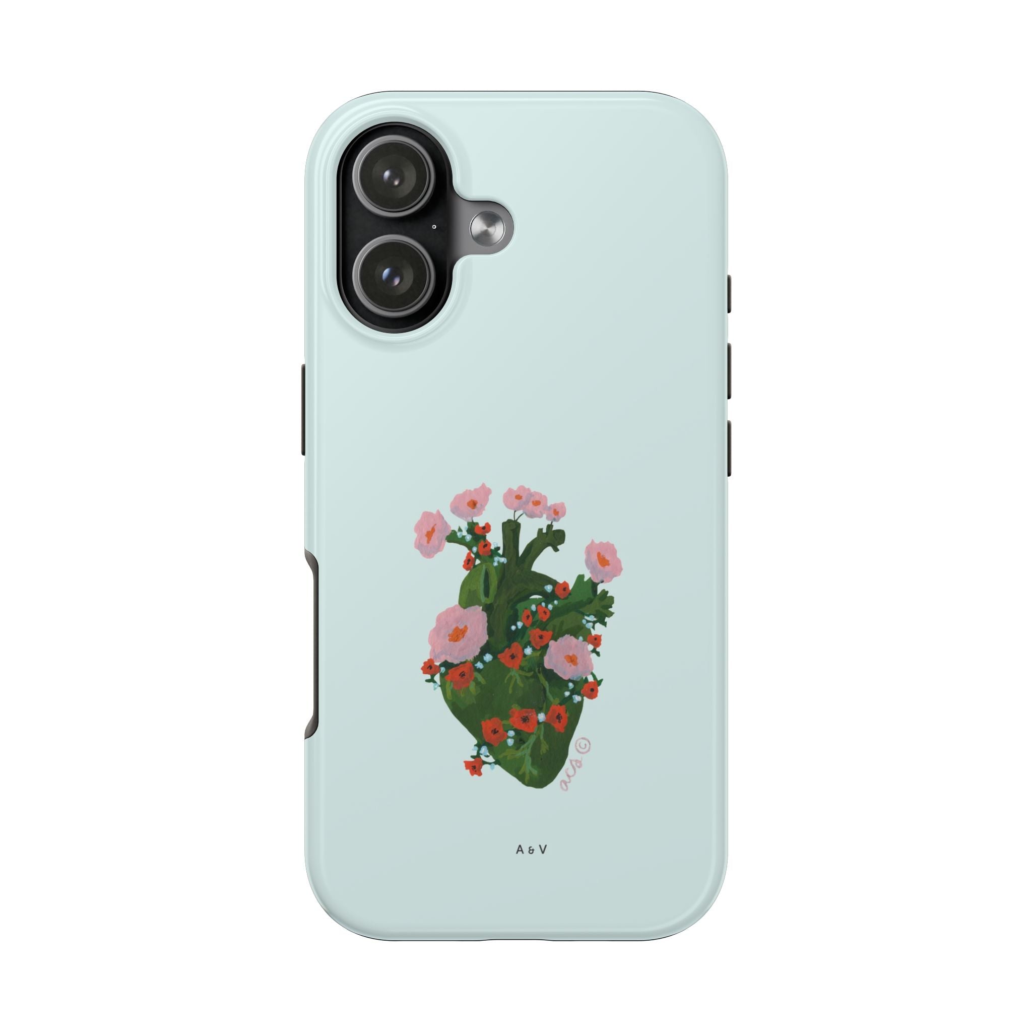 Flower Heart - Blue - Phone Case
