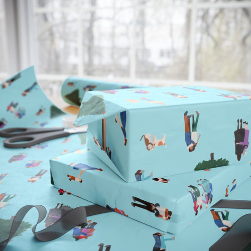 Holiday Wrapping Paper — Christmas Tree & Carolers Pattern