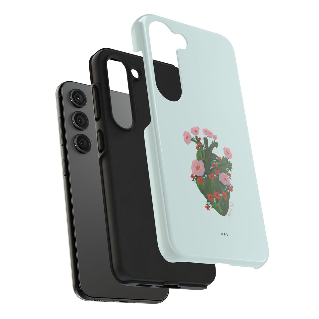 Flower Heart - Blue - Phone Case