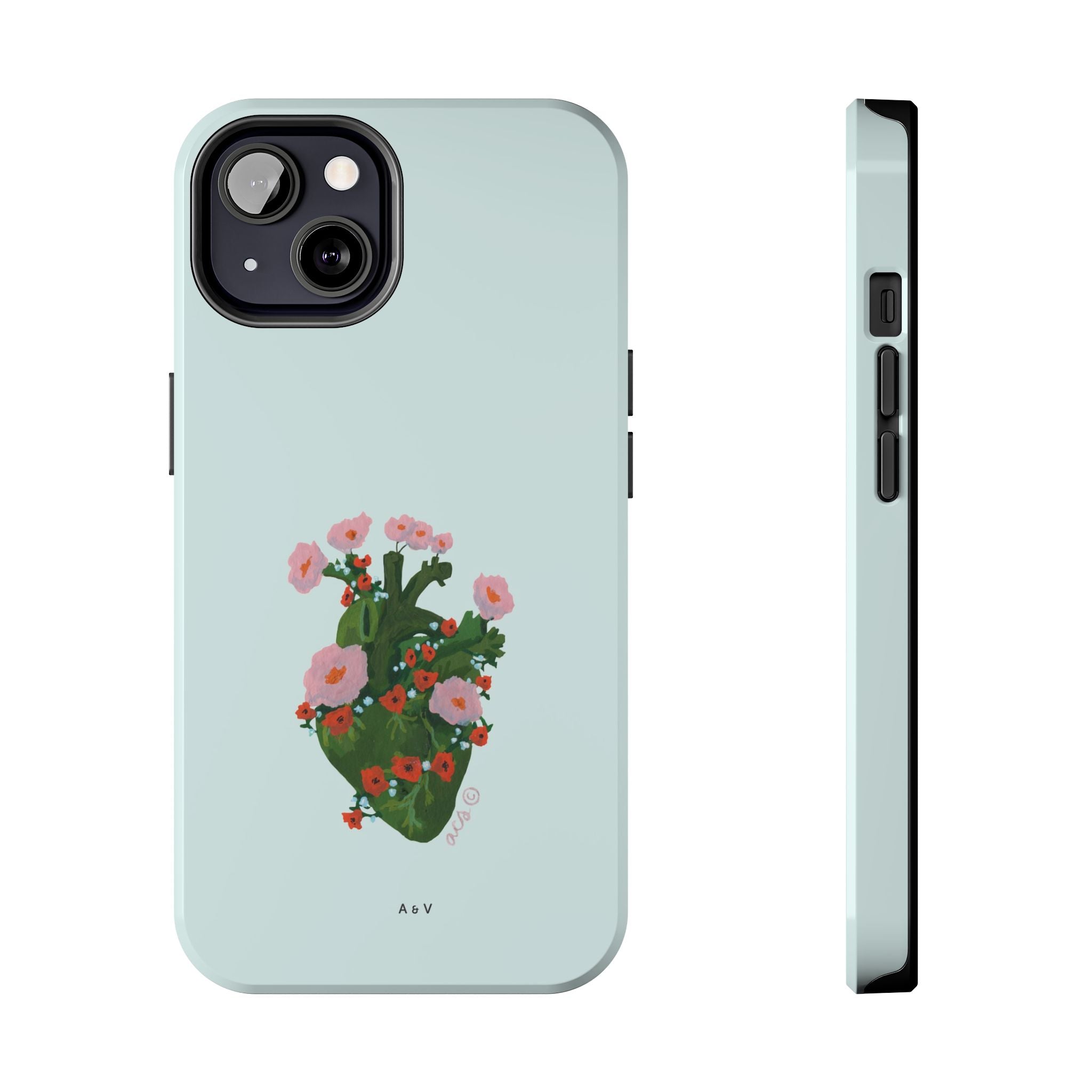 Flower Heart - Blue - Phone Case