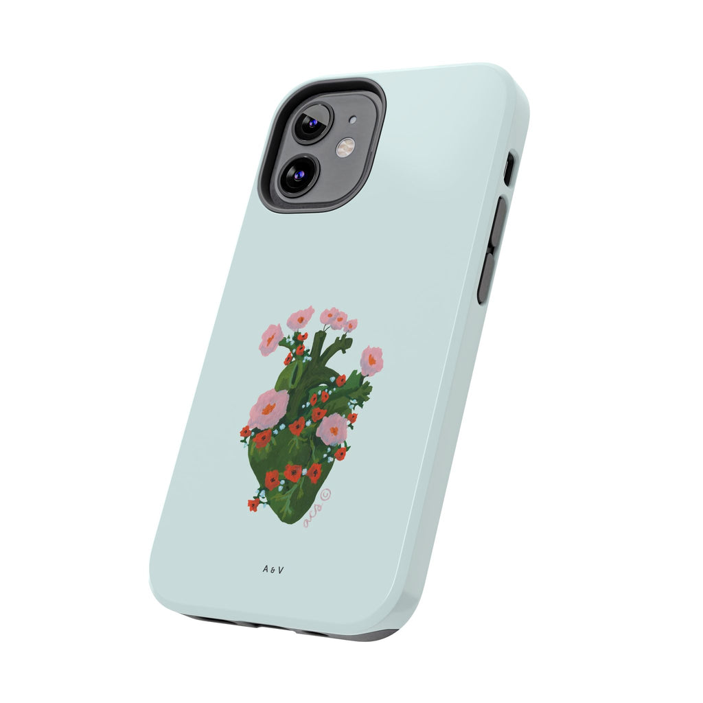 Flower Heart - Blue - Phone Case
