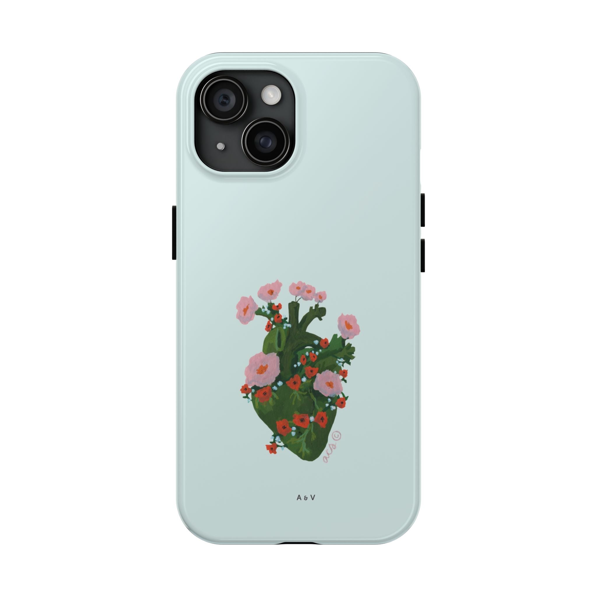 Flower Heart - Blue - Phone Case