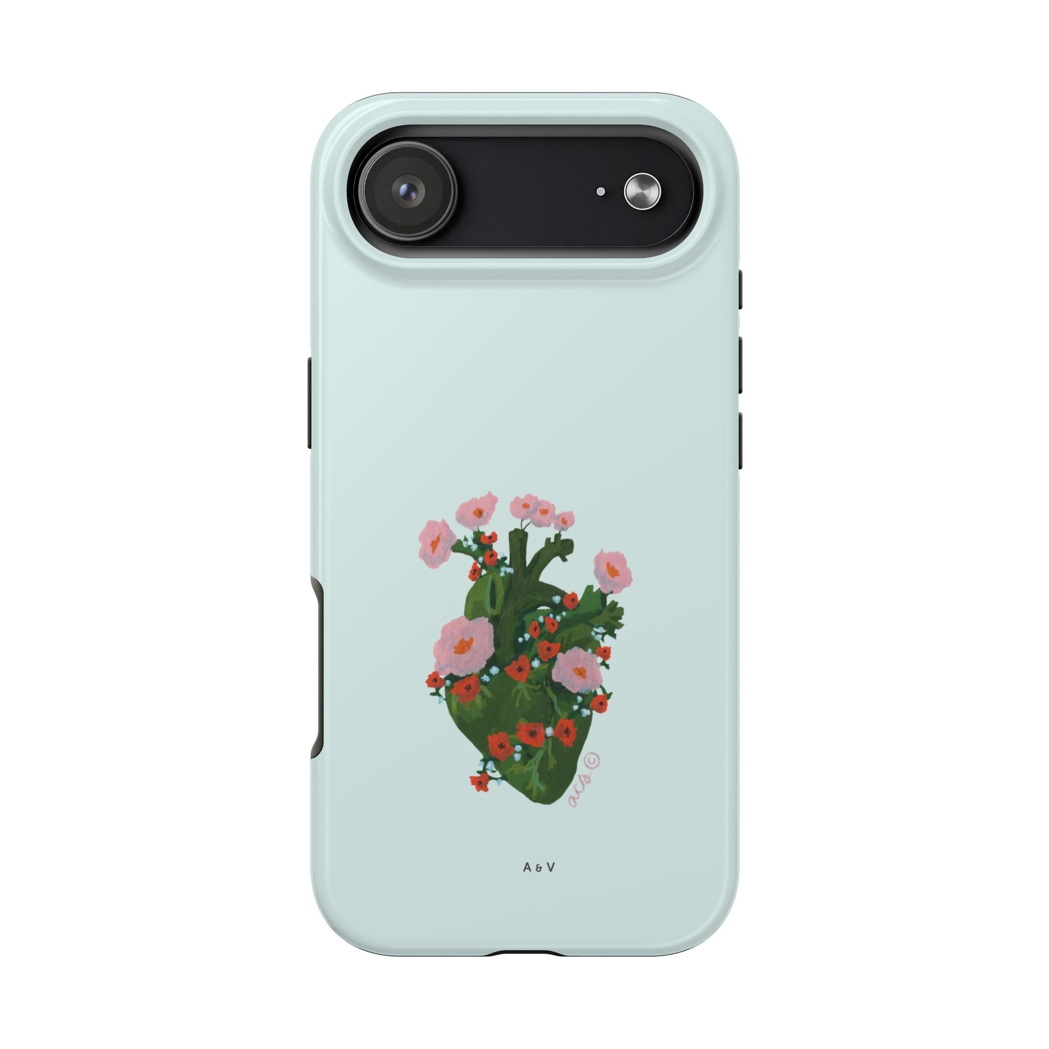 Flower Heart - Blue - Phone Case
