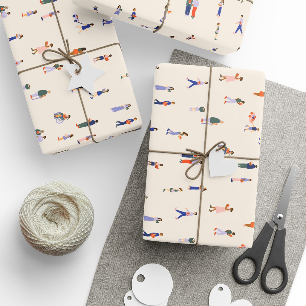 Tiny People Reading Wrapping Paper Roll