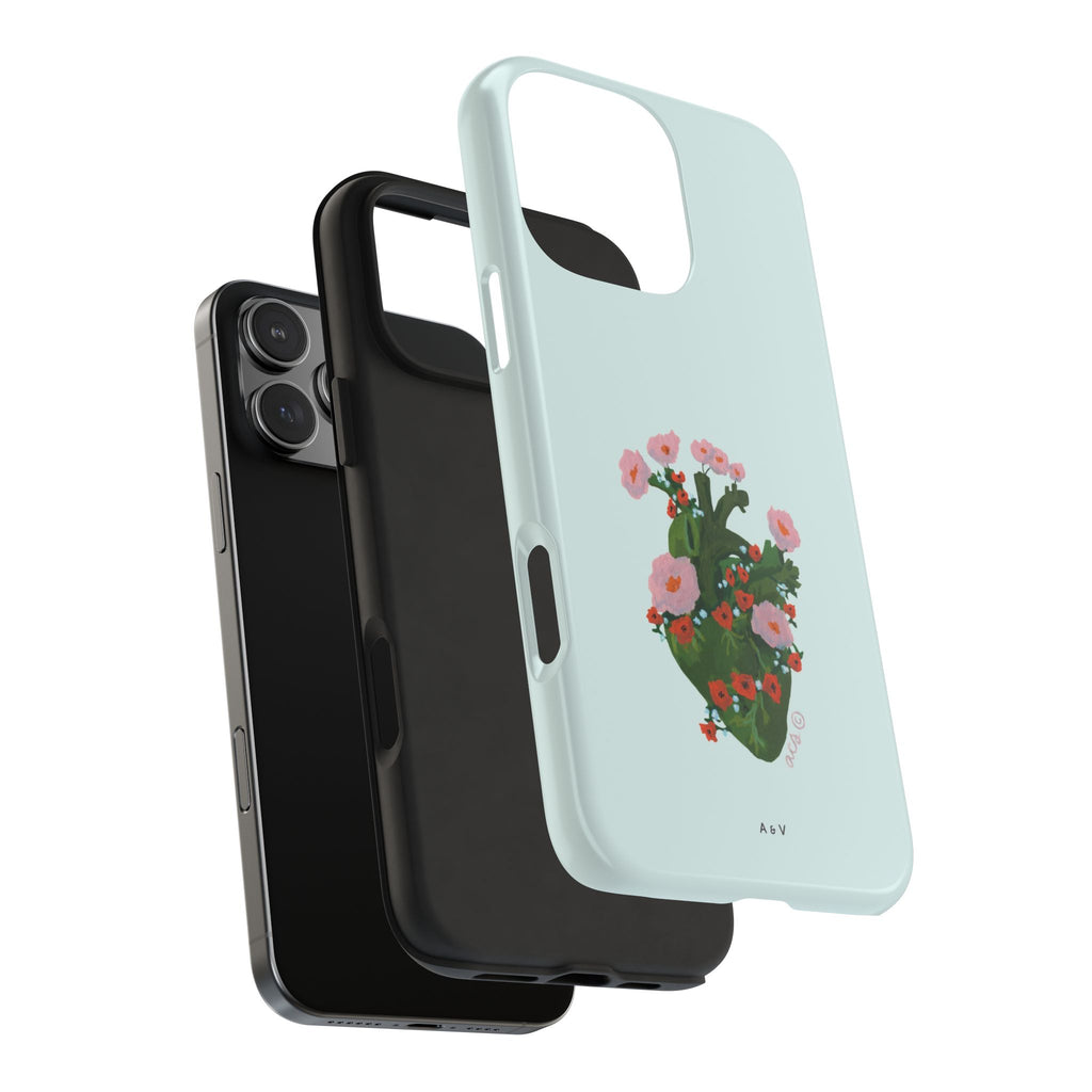 Flower Heart - Blue - Phone Case