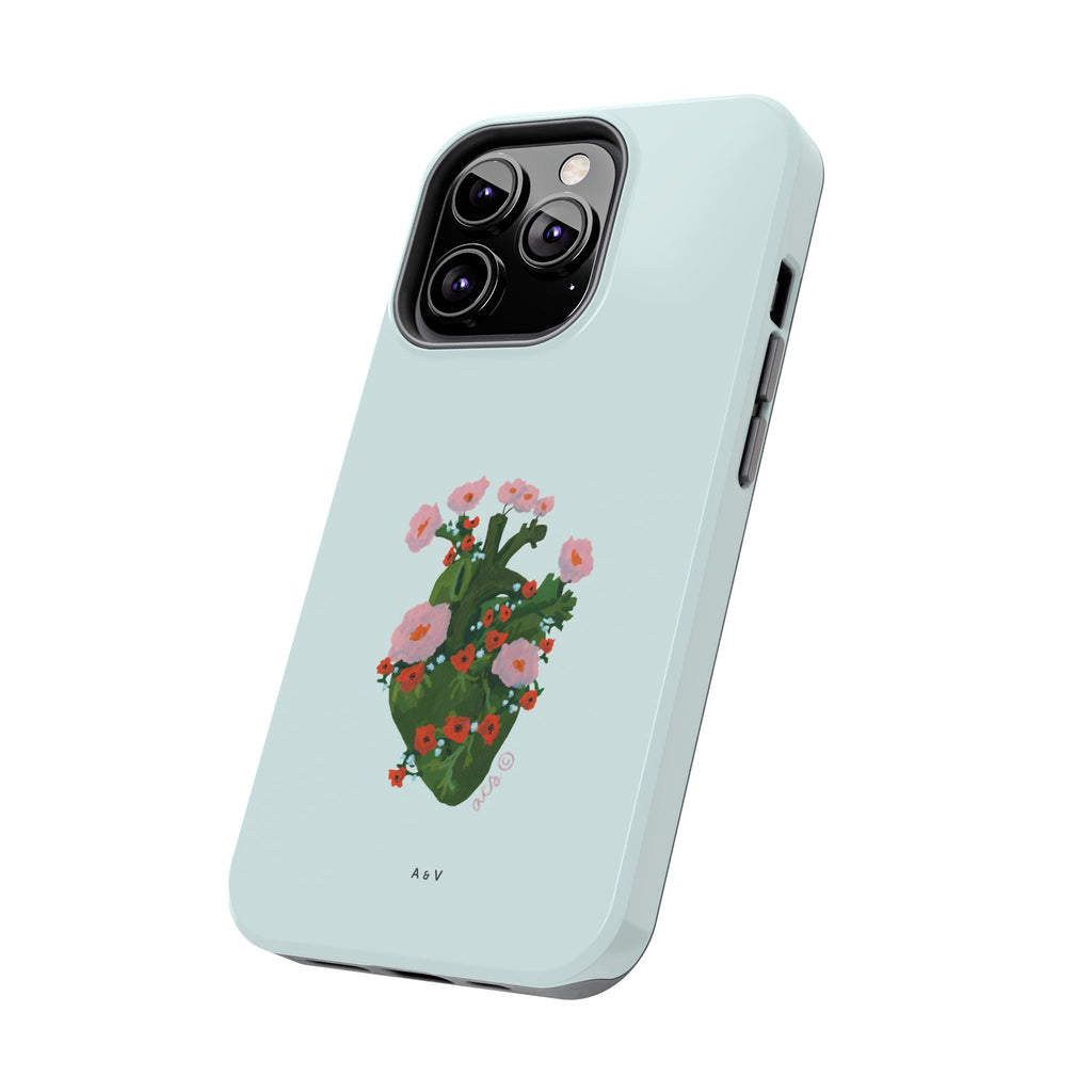 Flower Heart - Blue - Phone Case