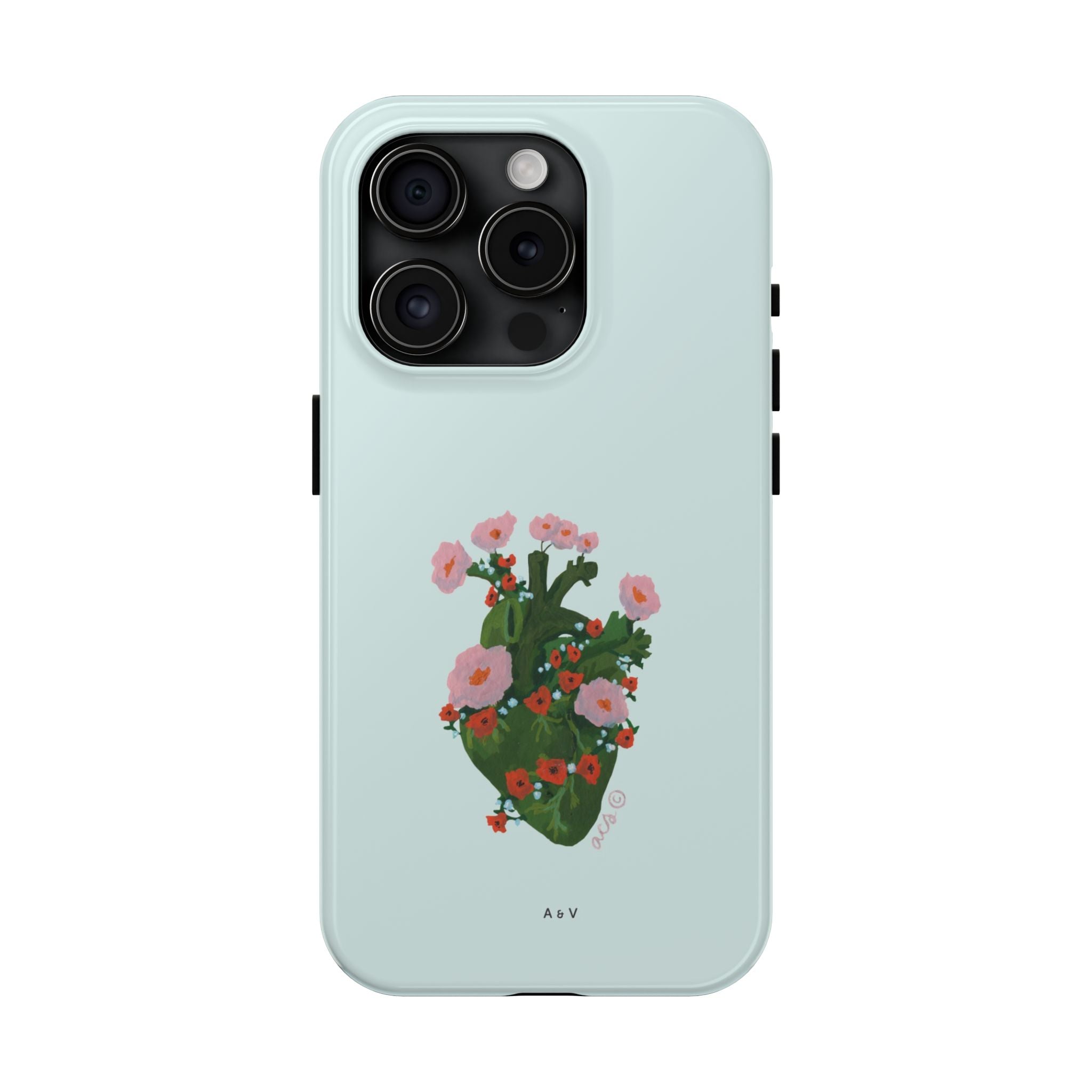 Flower Heart - Blue - Phone Case