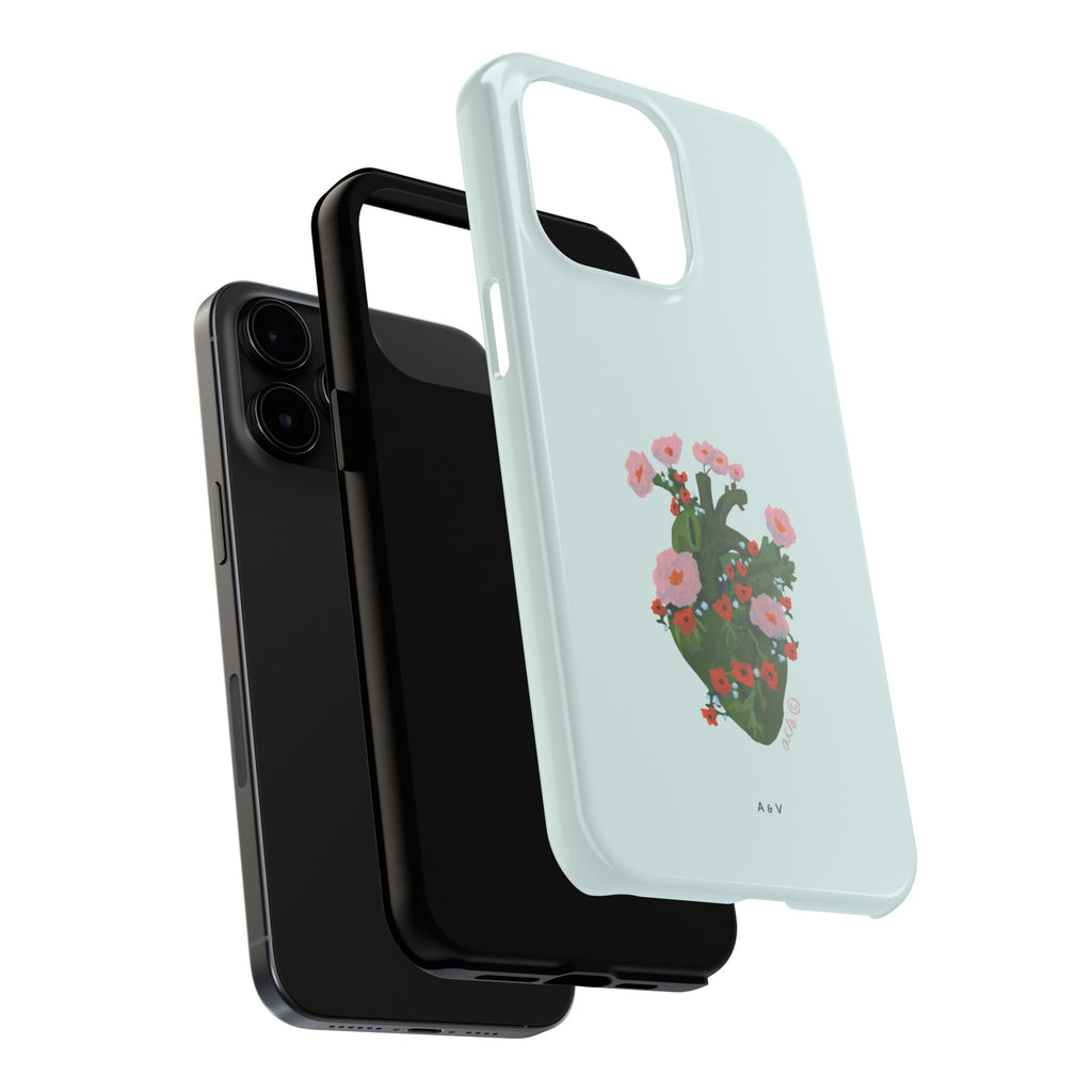 Flower Heart - Blue - Phone Case